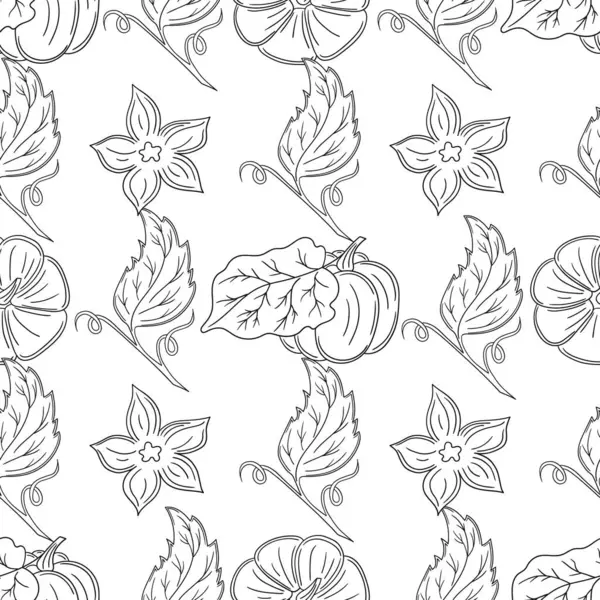 Tekstil ya da mutfak için desen. Balkabağım. Tek renkli sebze deseni elde çizim tarzında. Tasarım, tekstil, kumaş, duvar kağıdı, ambalaj kağıdı