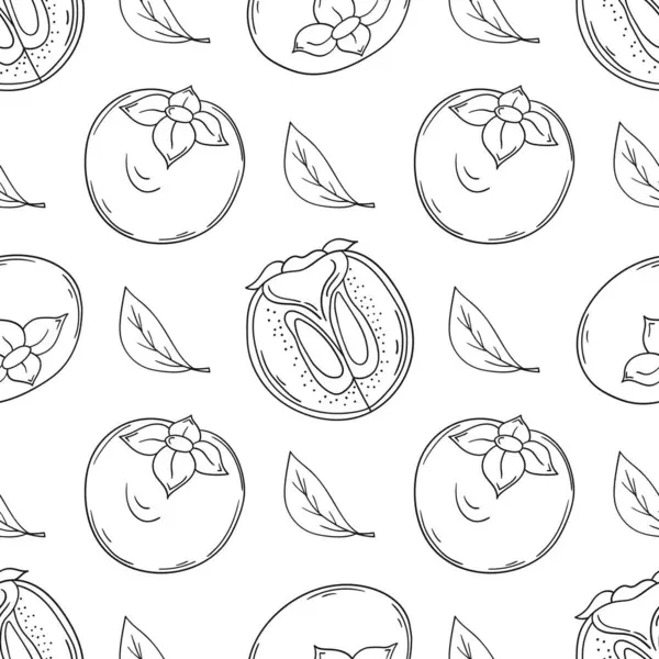 Tekstil ya da mutfak için desen. Hurma. Tek renkli meyve deseni elde çizim tarzında. Tasarım, tekstil, kumaş, duvar kağıdı, ambalaj için yazdır