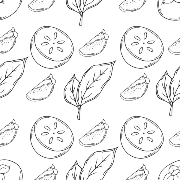 Tekstil ya da mutfak için desen. Hurma. Tek renkli meyve deseni elde çizim tarzında. Tasarım, kumaş, duvar kağıdı için yazdır