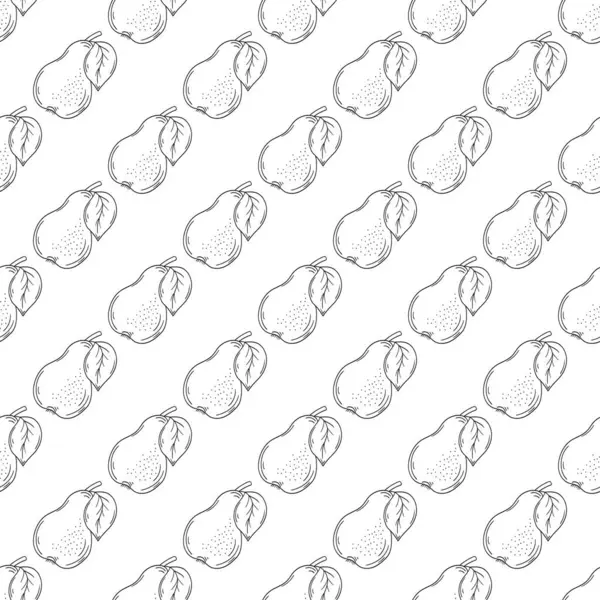Tekstil ya da mutfak için desen. Armut. Tek renkli meyve deseni elde çizim tarzında. Yazdır