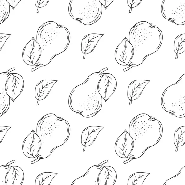 Tekstil ya da mutfak için desen. Armut. Tek renkli meyve deseni elde çizim tarzında. Tasarım için yazdır