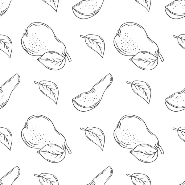 Tekstil ya da mutfak için desen. Armut. Tek renkli meyve deseni elde çizim tarzında. Tasarım, tekstil, kumaş, duvar kağıdı, ambalaj için yazdır