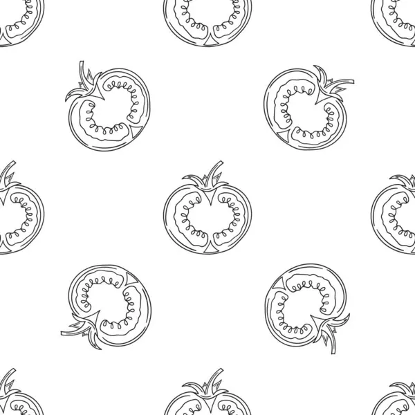 Tekstil ya da mutfak için desen. Tek renkli sebze deseni elde çizim tarzında. Domates. Tasarım, tekstil, kumaş, duvar kağıdı, ambalaj kağıdı, dekorasyon vesaire için yazdır