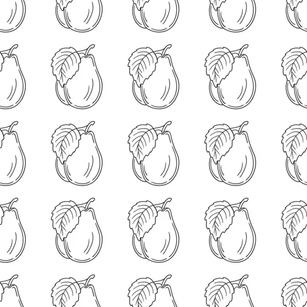 Tekstil ya da mutfak için desen. Tek renkli meyve deseni elde çizim tarzında. Erik. Tasarım ve tekstil için yazdır