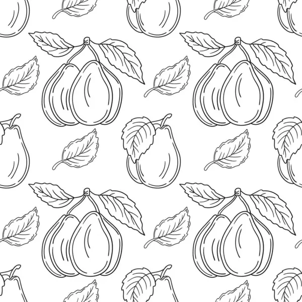 Tekstil ya da mutfak için desen. Tek renkli meyve deseni elde çizim tarzında. Erik. Tasarım, tekstil, kumaş, duvar kağıdı, ambalaj kağıdı