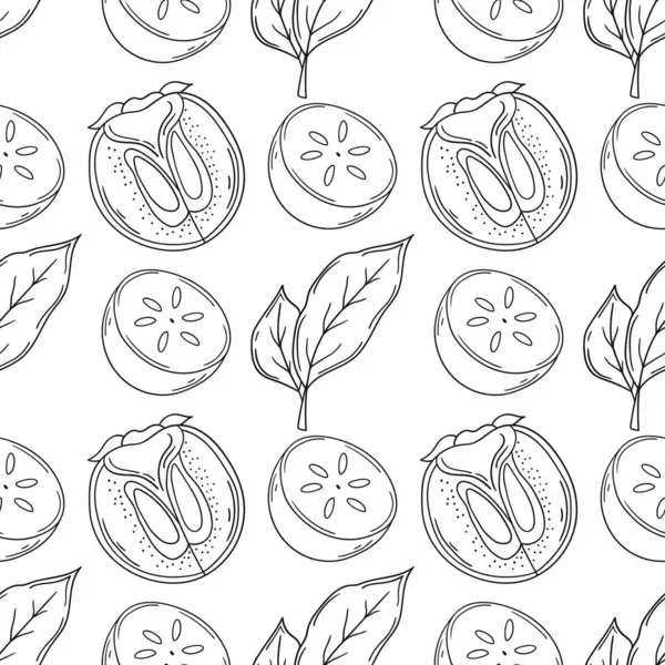 Tekstil ya da mutfak için desen. Tek renkli meyve deseni elde çizim tarzında. Hurma. Tasarım, tekstil, kumaş, duvar kağıdı, ambalaj için yazdır