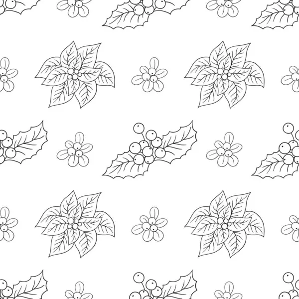 Tek renkli Noel deseni elde çizim tarzında. Tekstil ya da mutfak için desen. Zehirli duygu. Tasarım, tekstil, kumaş için yazdır