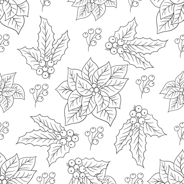 Tek renkli Noel deseni elde çizim tarzında. Tekstil ya da mutfak için desen. Zehirli duygu. Tasarım, tekstil, kumaş, duvar kağıdı, ambalaj için yazdır