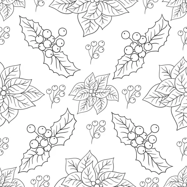 Tek renkli Noel deseni elde çizim tarzında. Tekstil ya da mutfak için desen. Zehirli duygu. Tasarım, tekstil, kumaş, duvar kağıdı, ambalaj kağıdı