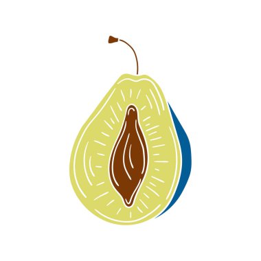 Sevimli meyve çizimi tarzı. Beyaz arka planda erik. Beyaz taslak. Kartpostallar, el ilanları, afişler için tasarım. Simge