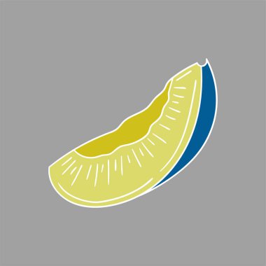 Sevimli meyve çizimi tarzı. Gri arka planda erik. Beyaz taslak. Kartpostallar, el ilanları için tasarım