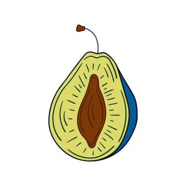 Sevimli meyve çizimi tarzı. Beyaz arkaplanda erik ikonu. Kartpostallar, el ilanları, afişler için tasarım. Simge