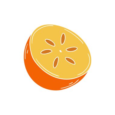 Sevimli meyve çizimi tarzı. Beyaz arka planda hurma. Beyaz özet