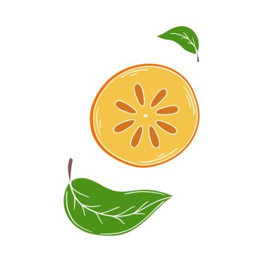 Sevimli meyve çizimi tarzı. Beyaz arka planda hurma. Beyaz taslak. Tasarım