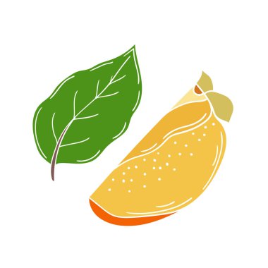 Sevimli meyve çizimi tarzı. Beyaz arka planda hurma. Beyaz taslak. Kartpostallar, el ilanları, afişler için tasarım. Simge