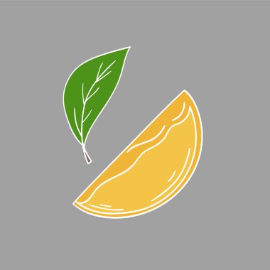 Sevimli meyve çizimi tarzı. Gri arka planda hurma. Beyaz taslak. Kartpostallar için tasarım