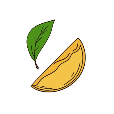 Sevimli meyve çizimi tarzı. Beyaz arkaplanda hurma simgesi. Kartpostallar için tasarım