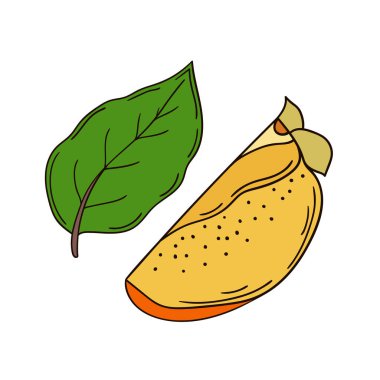 Sevimli meyve çizimi tarzı. Beyaz arkaplanda hurma simgesi. Kartpostallar, el ilanları, afişler için tasarım. Simge