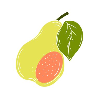 Sevimli meyve çizimi tarzı. Beyaz arka planda armut. Beyaz taslak. Tasarım