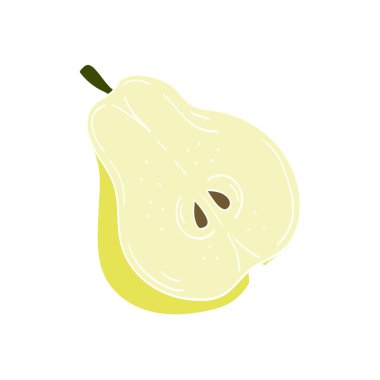 Sevimli meyve çizimi tarzı. Beyaz arka planda armut. Beyaz taslak. Kartpostallar, el ilanları için tasarım