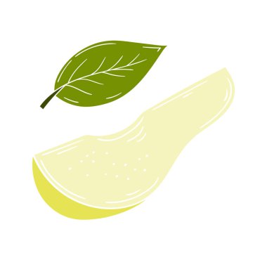 Sevimli meyve çizimi tarzı. Beyaz arka planda armut. Beyaz taslak. Kartpostallar için tasarım