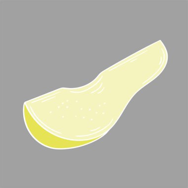 Sevimli meyve çizimi tarzı. Gri arka planda armut. Beyaz taslak. Kartpostallar, el ilanları, afişler için tasarım