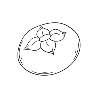 Sevimli meyve çizimi tarzı. Tek renkli olsun. Beyaz arkaplanda hurma simgesi. Tasarım