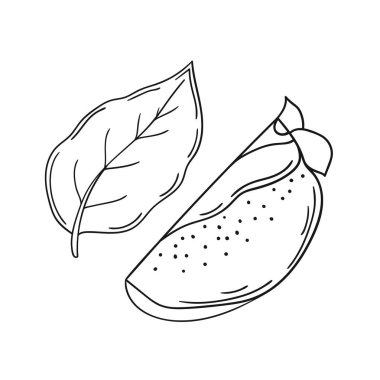 Sevimli meyve çizimi tarzı. Tek renkli olsun. Beyaz arkaplanda hurma simgesi. Boyama kitapları, çocuk eğitim oyunları için tasarlandı. Simge