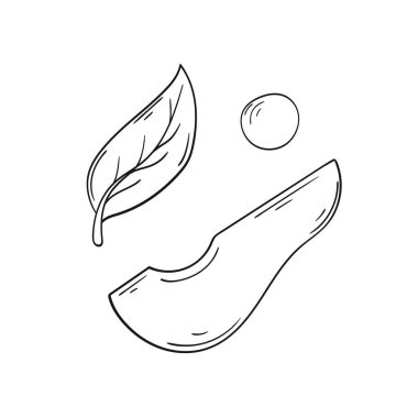 Sevimli meyve çizimi tarzı. Tek renkli olsun. Beyaz arkaplanda Avokado simgesi. Boyama kitapları ve oyunlar için tasarım