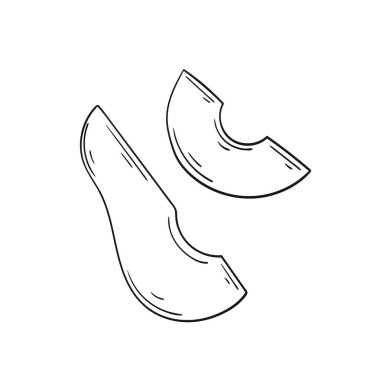 Sevimli meyve çizimi tarzı. Tek renkli olsun. Beyaz arkaplanda Avokado simgesi. Boyama kitapları ve çocuk oyunları için tasarım