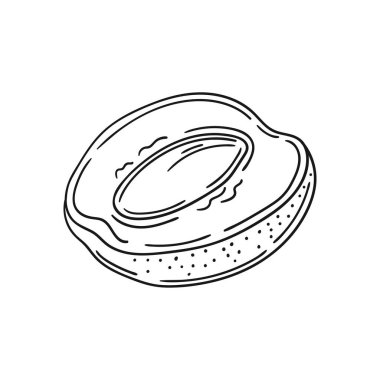 Sevimli meyve çizimi tarzı. Tek renkli olsun. Beyaz arkaplanda kayısı simgesi. Kitaplar için tasarım