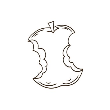 Sevimli meyve çizimi tarzı. Tek renkli olsun. Beyaz arkaplanda elma simgesi. Boyama kitapları, çocuk eğitim oyunları için tasarlandı. Simge, imza, etiket