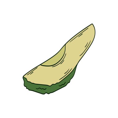 Sevimli meyve çizimi tarzı. Beyaz arkaplanda Avokado simgesi. Kartpostallar, el ilanları, afişler için tasarım. Simge