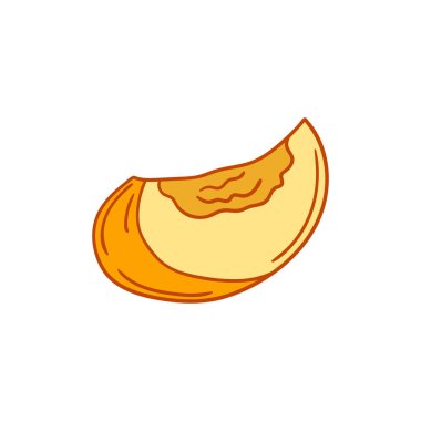 Sevimli meyve çizimi tarzı. Beyaz arkaplanda kayısı simgesi. Kartpostallar, el ilanları için tasarım