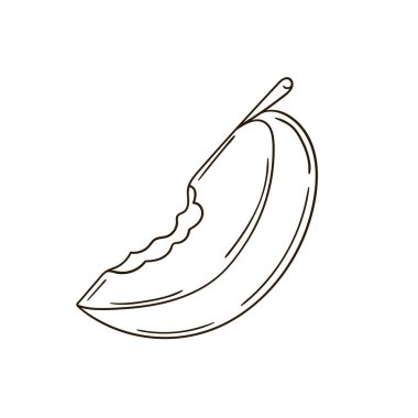 Sevimli meyve çizimi tarzı. Beyaz arkaplanda elma simgesi. Tek renkli olsun. Boyama kitapları ve çocuk eğitim oyunları için tasarım