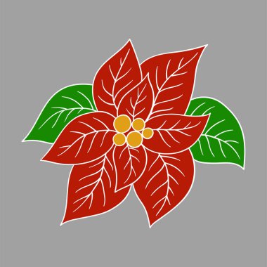 Sevimli çiçek çizimi tarzı. Gri arka planda zehirlenme. Beyaz taslak. Kartpostallar, el ilanları, afişler için tasarım. Simge, imza, etiket