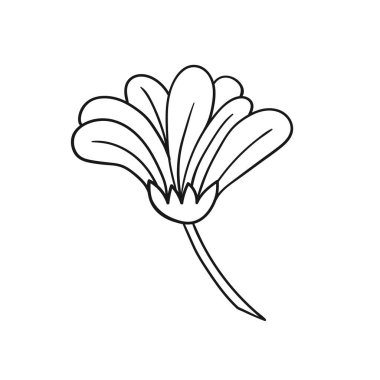 Sevimli çiçek çizimi tarzı. Tek renkli olsun. Beyaz arka planda papatya çayı ikonu. Boyama kitapları, çocuk eğitim oyunları için tasarlandı. Simge, işaret, etiket, iğne, logo