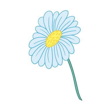 Sevimli çiçek çizimi tarzı. Beyaz arka planda papatya çayı ikonu. Kartpostallar, el ilanları, afişler için tasarım. Simge, imza, etiket