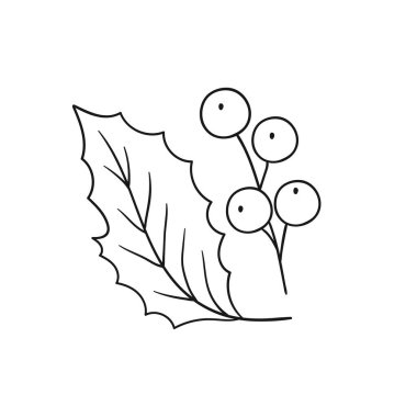 Elle çizim tarzında şirin çilek çizimi. Tek renkli olsun. Beyaz arka planda Holly simgesi. Boyama kitapları ve oyunlar için tasarım