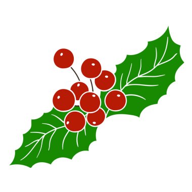 Elle çizim tarzında şirin çilek çizimi. Holly beyaz arka planda. Beyaz taslak. Kartpostallar, el ilanları, afişler için tasarım. Simge, imzala