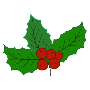 Elle çizim tarzında şirin çilek çizimi. Beyaz arka planda Holly simgesi. Kartpostallar, el ilanları, afişler için tasarım. Simge