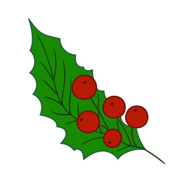 Elle çizim tarzında şirin çilek çizimi. Beyaz arka planda Holly simgesi. Kartpostallar, el ilanları, afişler için tasarım