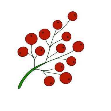 Elle çizim tarzında şirin çilek çizimi. Beyaz arka planda Holly simgesi. Kartpostallar, el ilanları, afişler için tasarım. Simge, etiket, iğne, logo