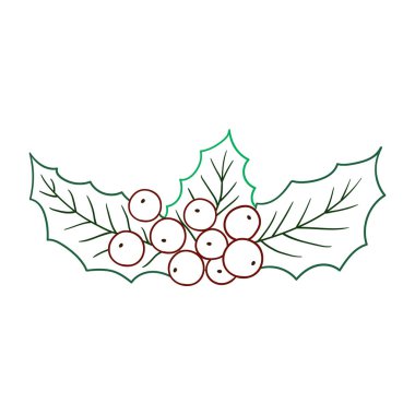 Elle çizim tarzında şirin çilek çizimi. Beyaz arka planda Holly simgesi. Renk çizgisi. Kartpostallar, el ilanları, afişler için tasarım. Simge, imza, etiket