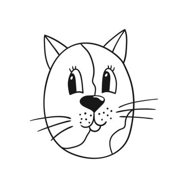 Elle çizim tarzında sevimli bir hayvan çizimi. Tek renkli olsun. Beyaz arka planda kedi simgesi. Boyama kitapları için tasarım, oyun