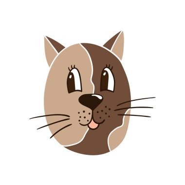 Elle çizim tarzında sevimli bir hayvan çizimi. Beyaz arka plandaki kedi. Beyaz taslak. Tasarım