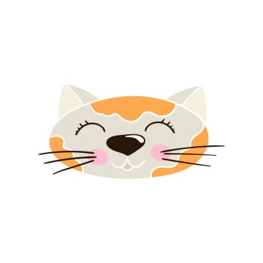 Elle çizim tarzında sevimli bir hayvan çizimi. Beyaz arka plandaki kedi. Beyaz taslak. Kartpostallar, el ilanları, afişler için tasarım. Simge, işaret, etiket, iğne, logo