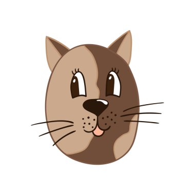 Elle çizim tarzında sevimli bir hayvan çizimi. Beyaz arka planda kedi simgesi. Tasarım