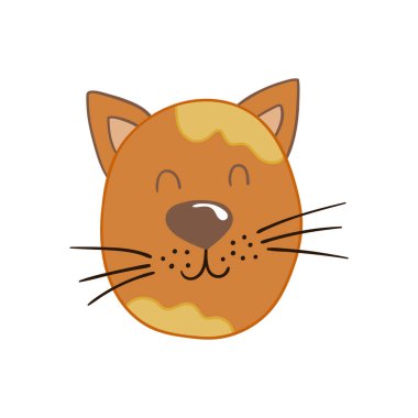 Elle çizim tarzında sevimli bir hayvan çizimi. Beyaz arka planda kedi simgesi. Kartpostallar için tasarım