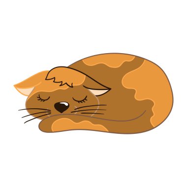 Elle çizim tarzında sevimli bir hayvan çizimi. Beyaz arka planda kedi simgesi. Kartpostallar, el ilanları, afişler için tasarım. Simge, imza, etiket